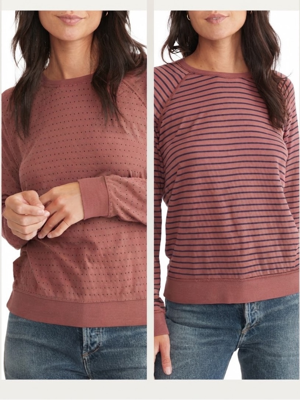 NWT MARINE LAYER RAGLAN REVERSIBLE RUST / NAVY STRIPE XL